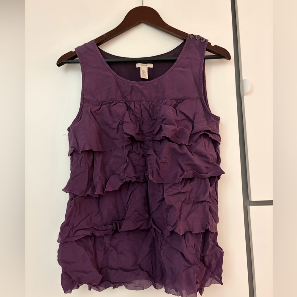 J. Crew Purple Ruffle Sleeveless Tank